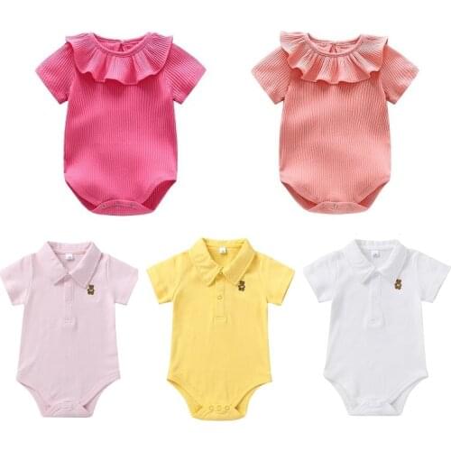 Newborn Baby Romper 3-12 Months 2020 Summer Solid 5 Colors Polo Infant Baby Clothes jumpsuit new born Bebies Roupas Kids