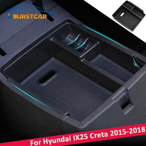 Xburstcar Car Styling ABS Central Armrest Console Tray Storage Box for Hyundai IX25 Creta LHD 2015 2016 2017 2018 Accessories