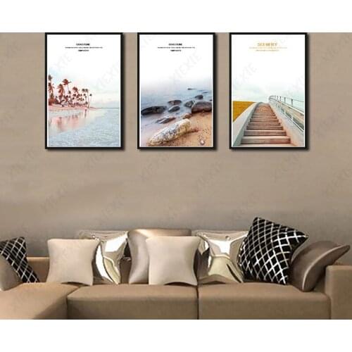 Beautiful Beach and Coastline Scenery Paintings Sea Water and Boulders Canvas Posters Prints Living Room Kitchen Corridor Decor