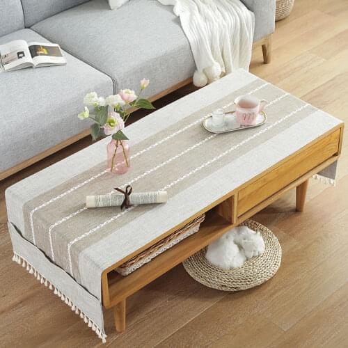 Fashion Home Janpanese style cotton and linen Rectangle gray stripe tablecloth Table flag Tea table cover