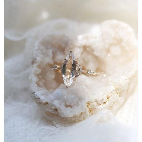 New Designers Unique Craftsmanship Heart-shaped Crystal Opening Adjustable Ring Retro Exquisite Ladie Jewelry Wholesale