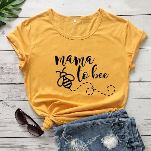 Mama To Bee Mom To Be New Arrival Womens Funny Casual 100%Cotton T-Shirt Baby Shower Outfit New Mom Gift Pregnancy Announcement