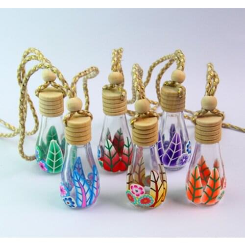 30pcs/lot Empty Glass Aromatherapy Car Accessories Glass+Polymer Clay Steam Car Aroma Essential Oil Bottles Refillable