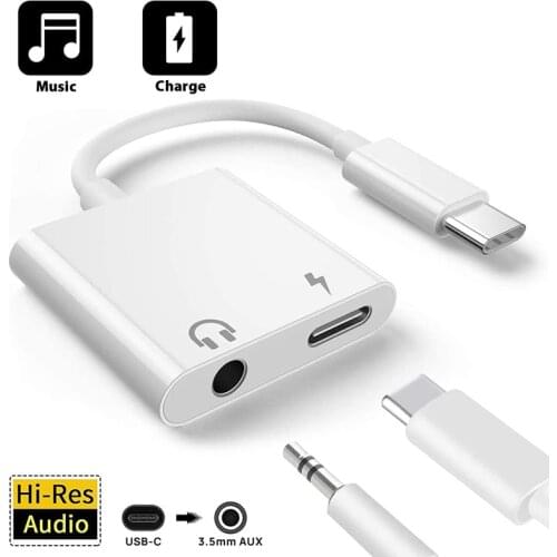 Type C Splitter 2 In 1 Audio Charging Adapter For Samsung Note 20 10 S20 Ultra Plus DAC USB C to 3.5mm Headphone Jack Converter