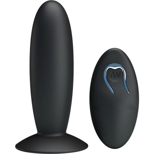 PRETTY LOVE Remote Control Silicone Anal Vibrator Black Suction Cup USB Rechargeable Anal Plug Vibrator Sex Toys for Men Women