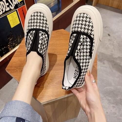 YSHUNIJ Shoes Canvas shoes 2021 summer new flat bottom one pedal fashion shoes ins low tide shoes