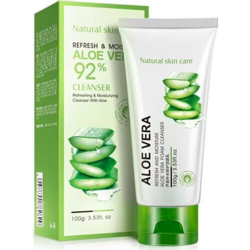 BIOAQUA Aloe Vera Hydrating Facial Cleanser Moisturizing Oil Control Shrink Pores to Black Women Deep cleansing Lotion 100g