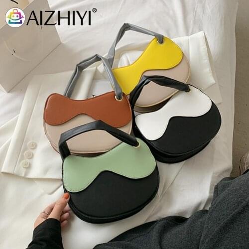 Vintage Women Soft PU Leather Hit Color Handbags Simple Casual Ladies Semicircle Small Purse