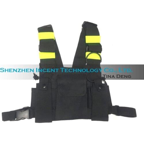 VOIONAIR Nylon Adjustable Hands-Free Two Way Radio Pouch Chest Pack Shoulder Straps Reflective Stripe