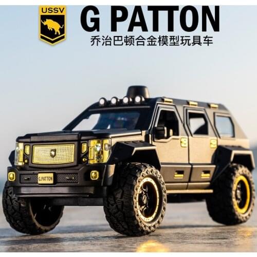1:24 George Patton alloy car model acousto-optic resilience explosion-proof car model ornaments children toys wholesale car boy