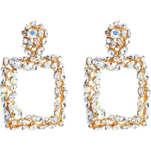Creative Multi Crystal Rhinestone Bohemian Style Women Square Earrings
