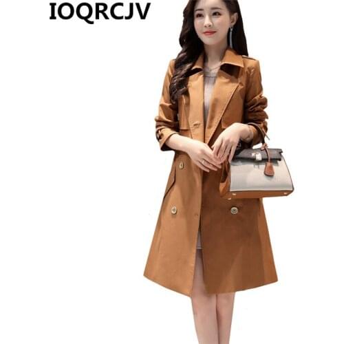 2019 New Spring Autumn Women Trench Coat Fashion Double Breasted Long Casual Windbreaker Female Adjustable Belt Outerwear R868