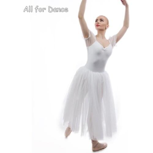 2017 All for Dance New Arrival Women Stage Performance Long Ballet Tutu Adult Puff Sleeve Ballerina Dance Tutu