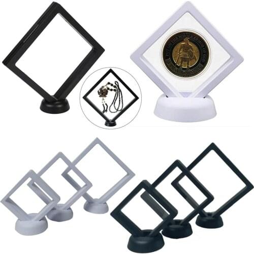 10Pcs 3D Coin Jewelry Display Case Box with Stand for Necklace Watch Earring Gem Ring Medallion Medal Storage Holder
