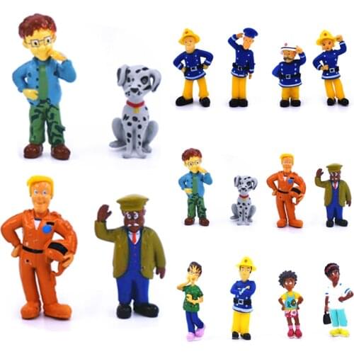 12pcs Funny Joy Cute Cartoon Fireman Sam PVC Action Figures Doll Toys for Kids Toys Collection Model Decoration Christmas Gift