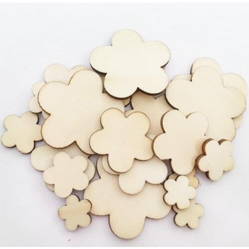 20pcs Unfinished Flower Wood Shapes Crafts for DIY Craft Pyrography