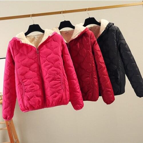 2019 Winter new parkas women fashion Thicken short Cotton Coats Solid color Hooded wool jacket Women