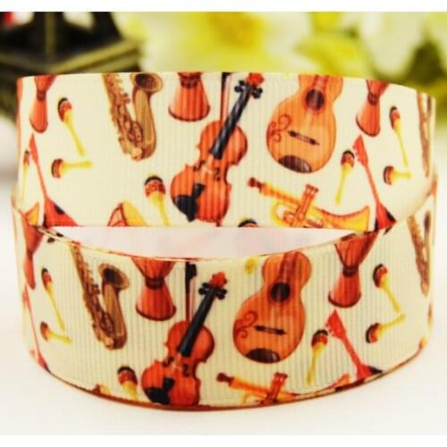 22mm 25mm 38mm 75mm Musical Instrument Cartoon printed Grosgrain Ribbon party decoration 10 Yards X-03328