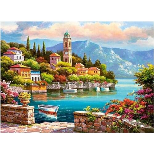 5D DIY Port City Scenic Diamond Painting scenic House Full Drill Nouveaute Mosaic Embroidery Cross Stitch home decorative
