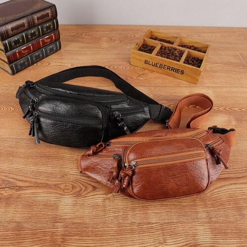 ABQP Large Capacity Travel Fanny Pack For Women Designers Leather Female Waist Bag Zipper Pocket Girls Chest Bag