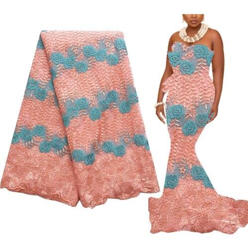 African Lace Material Peach Nigerian Lace Fabric 2020 High Quality Peach Tulle Lace Fabric Wedding Embroidery French Net Lace