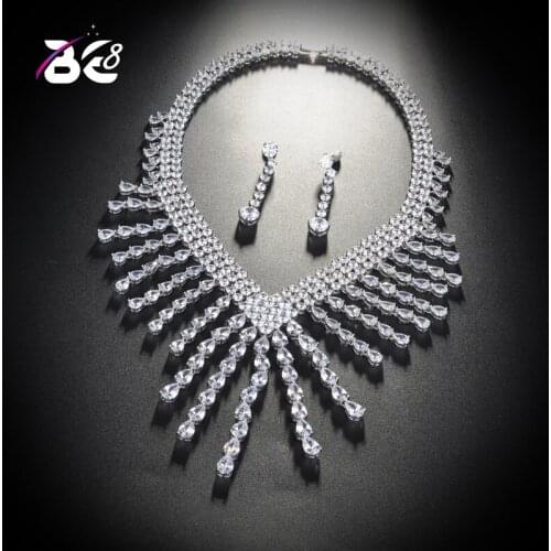 Be 8 Charming White Water Drop Dubai Jewelry Sets Wedding Necklace Earrings Sets for Women Bijoux Bijoux Mariage S169