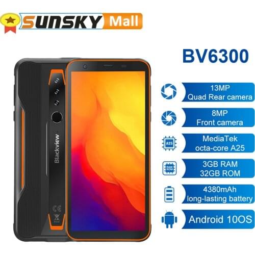 Blackview BV6300 Pro Phone 3GB 32GB Waterproof 16MP Camera 4380mAh Battery Fingerprint ID 5.7" Android 10.0 Octa Core OTG 4G