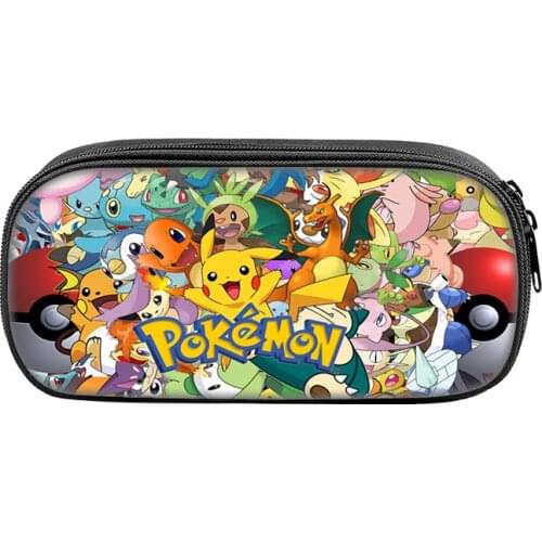 Pokemon Children Stationery Pikachu Charizard Cartoons Teenager Student Pencil Case Nylon Waterproof Kawaii Printing Kids Bags
