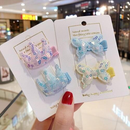 Children New Hair Clips Cute Crown Butterfly Heart Mickey Rabbit Ear Barrettes BB Clip Little Girls Gifts Kids Hair Accessories
