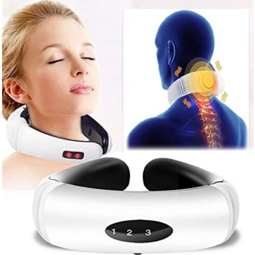 Electric pulse neck and back massager far-infrared heating analgesic tool for health care and relaxation
