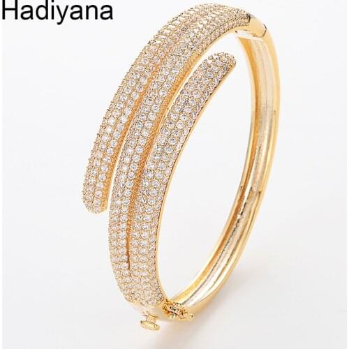 Hadiyana Luxury Bride Engagement Wedding Jewelry New 2018 AAA Cubic Zirconia Exquisite Ladies Bangle Party Gifts Jewelry BG4002