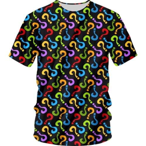 IFPD EU Size Summer Mens 3D Printed Color Question Mark T Shirt Unisex Short Sleeve Shirts Round Neck Casual Plus Size T-shirt