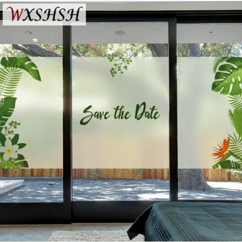 Customized Size Static Cling Window Film Green Leaf INS Private Home Decor Glass Sticker For Bedroom Bathroom Kitchen Balcony