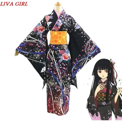 Liva girl High Quality Japanese Anime Enma Ai Kimono Yukata Maid Dress Outfit Uniform Anime Cosplay Costumes