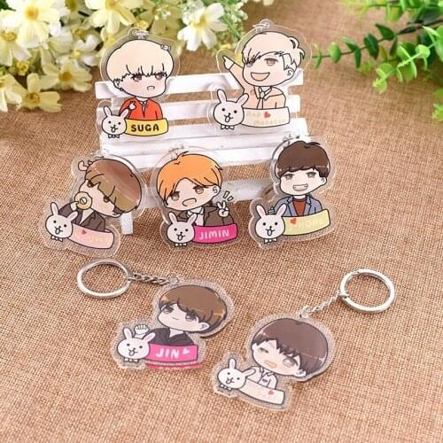 Korean Version of Ins Anime Star Transparent Acrylic Keychain Bag Pendant Neutral KPOP Bulletproof Youth Group Fan Gift