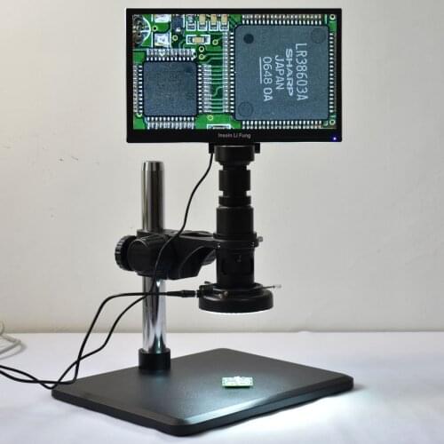 Full HD 1080P 11.6" Integrated Display Measuring Microscope 10X-300X HDMI Full Focus Magnifier USB Storage PCB Soldering Repair
