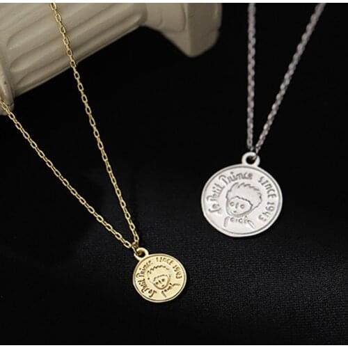 Miuoxion Wholesale Retro Little Prince Round Card Necklace Simple Personality Jewelry Fashion For Women Feature Nmour Charm Gift