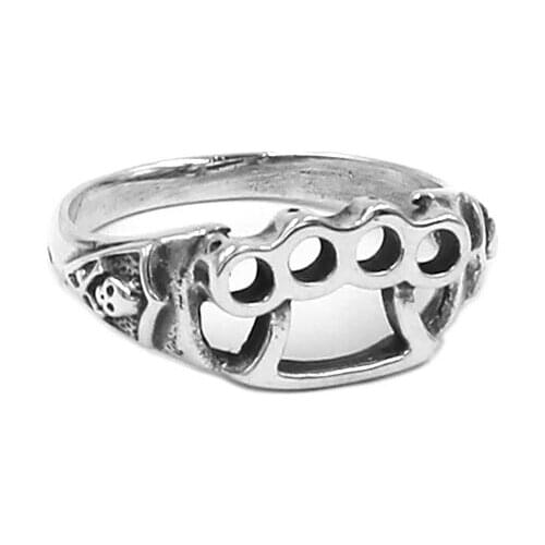 Fashion S925 Sterling Silver Knuckles Boxing Glove Skull Biker Ring Classic Motor Biker Mens Women Finger Ring SWR0950