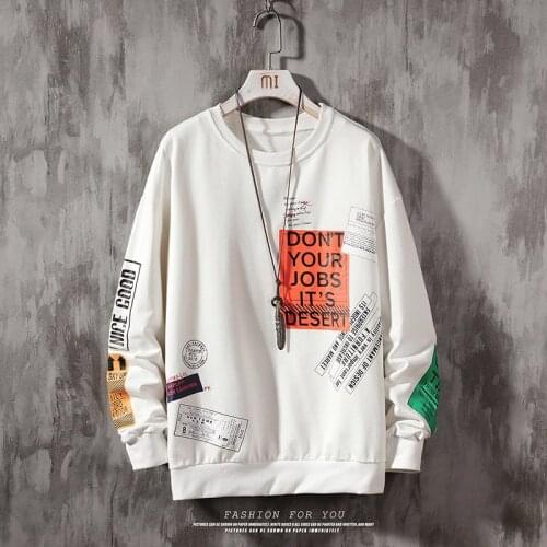 Men Swearshirts Hip Hop Oversize Man Hoodies 2019 Autumn Cotton Warm White Sweatshirt