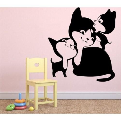 Cat lovely Family Wall Decal Pet Vinyl Sticker Waterproof Mural Animal Vinyl Art Living Room Decor Removable wall Decals HY1274