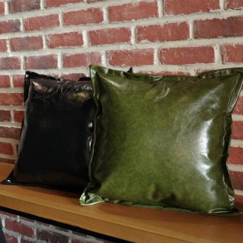 Solid color imitation leather pillowcase Industrial style pu leather back cushion cover for waist pillow cover