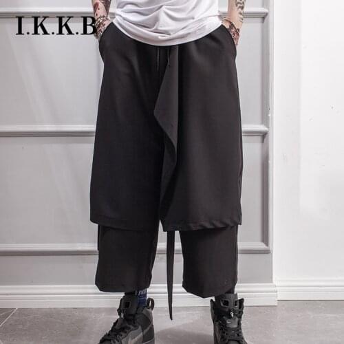 Original fashion brand casual pants dark style wide leg pants men nine minutes culottes large size spring summer thin hip hop st