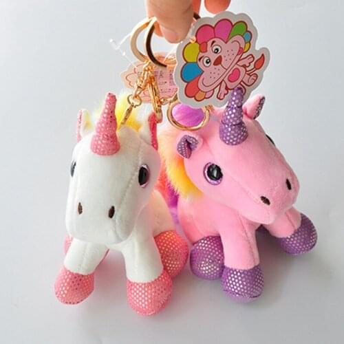 Hot Creative Colorful Animal Unicorn Shaped Pendant Keychain For Women Female Bag Phone Car Pendant Key Chain Keyring