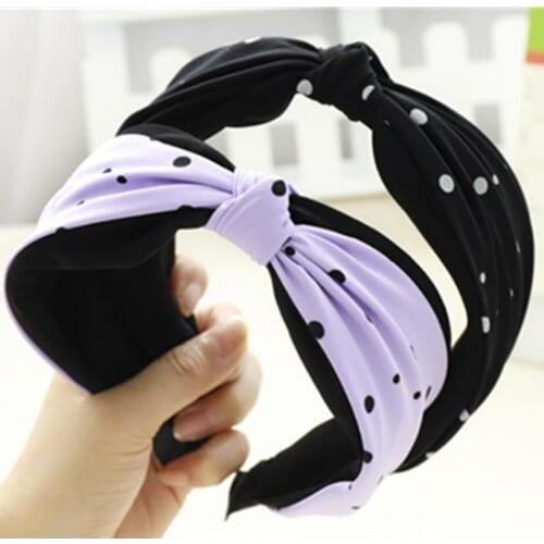 Teen Girls Outdoor Headdress Wide Knot Headband Dots Print Korean Style Women Hair Accessories Face Wash Head Band Adults Hoop