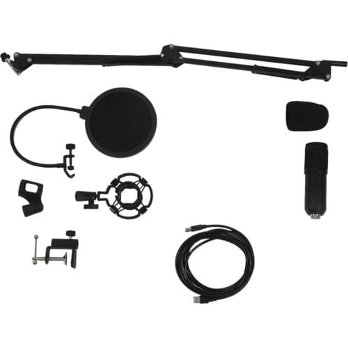 Usb Streaming Podcast Pc Microphone Professional Studio Cardioid Condenser Mic Kit with Sound Card Boom Arm Shock Mount Filter