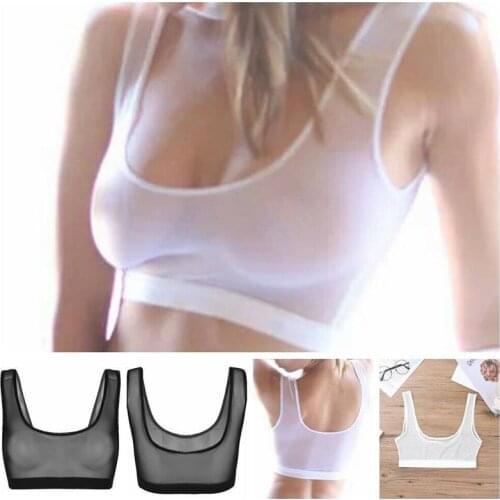 Transparent Crop Top Mesh Sexy Lingerie Summer Tank Top Women Lady Lingerie Sexy Hot Erotic Bra Underwear Bustier Camisole Vest