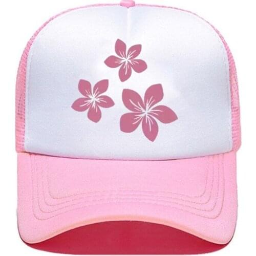 Pink Flower baseball cap Factory Price DIY Mesh cap For Women And Men Mesh Summer Printed Logo Snapback Cap