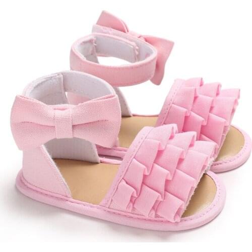 Baby Girl Shoes Summer Sandals Soft Anti-Slip Sole Cute Bowknot Flower Print Crib Princess Newborn First Walker Infant Sandals