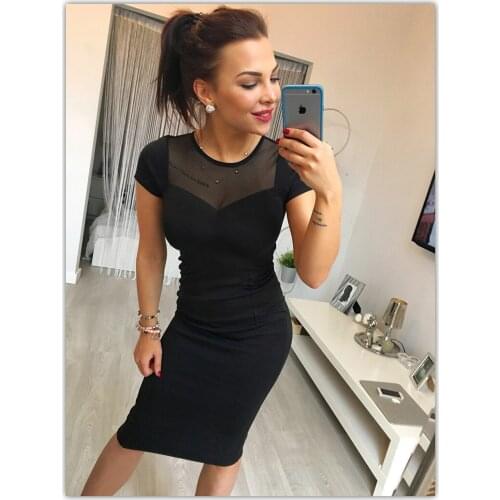 Sexy dress women clothes vintage black yarn splicing womens dresses elegant woman party night bodycon clothing club
