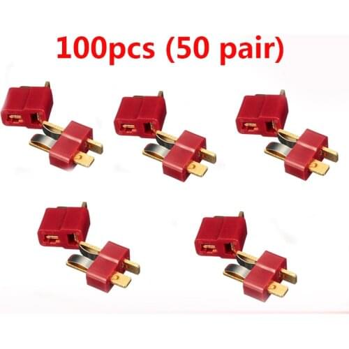 100PCS/50Pairs T Plug Deans Connectors For RC LiPo Battery Helicopter Male & Female Connector Assortment Kit for imax b6 charger